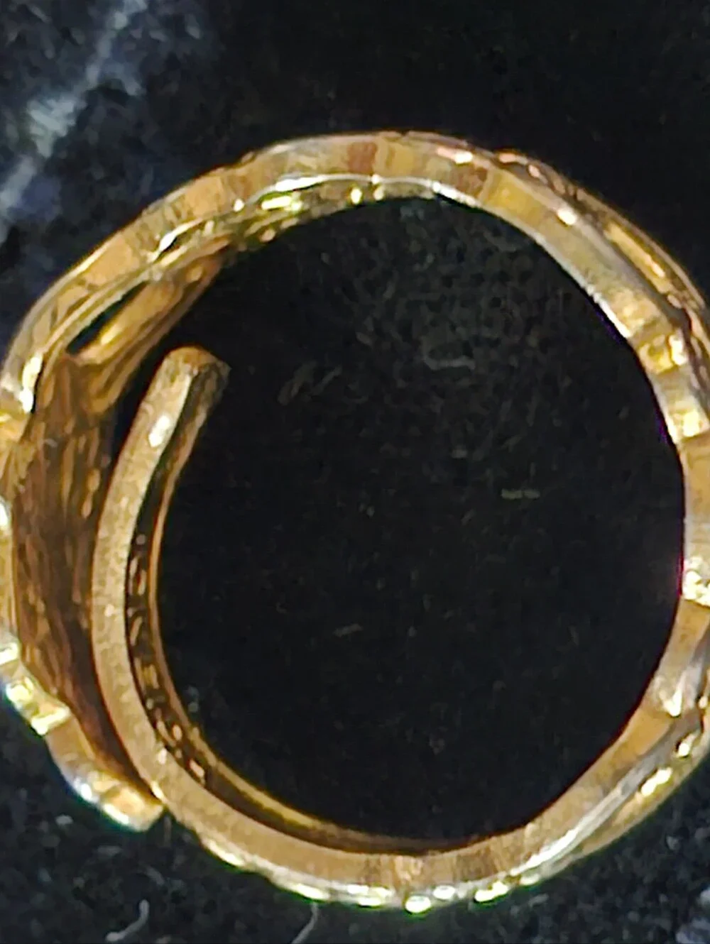 Vtg Oneida Gold Plated Floral Openwork Spoon Ring